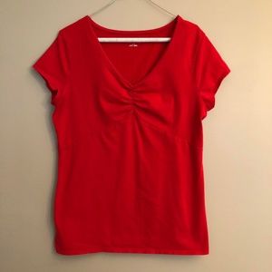 Final Sale: Coral V-neck Top
